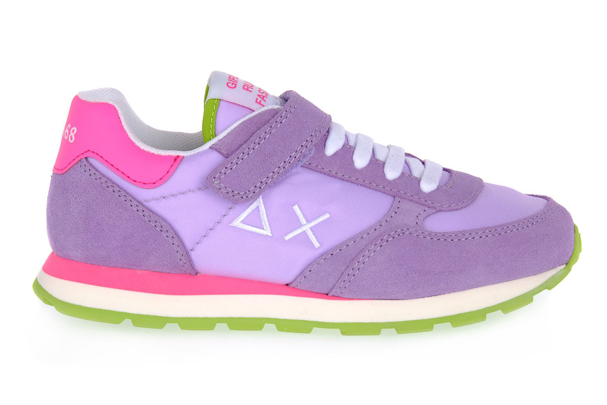 Sneakers SUN68 Ally Per Bambina In Camoscio E Nylon - Colore Bianco, Tacco 0,5 Cm, Chiusura A Lacci Elastici/Velcro