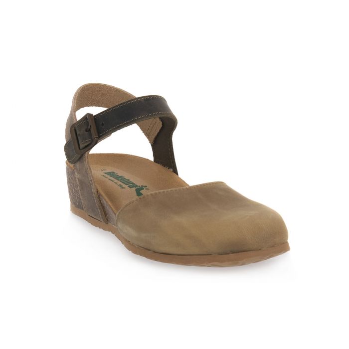 Infradito Uomo In Pelle Crazy Horse BioNatura - Colore Tortora, Con Fibbia Regolabile, Made In Italy