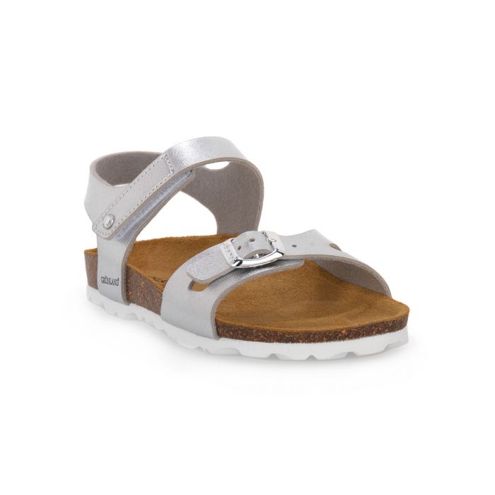 GRÜNLAND Sandali Ciabatte Zeppa Donna – Argentati Modello CB2527 – Tomaia In Pelle Sintetica