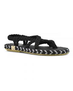 NALHO BLK VIDYA SANDAL WITH CROCHET UPPER