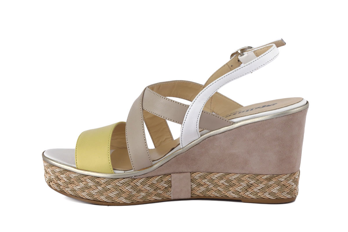 Sandali Donna T-Bar Con Tacco A Zeppa – Stile Retrò, Slingback, Colore Mid, Taglie EU 31-52